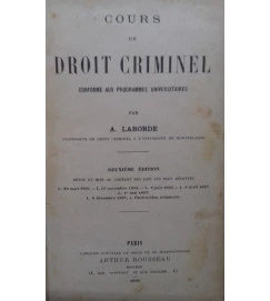 Cours de Droit Criminel - A. Laborde
