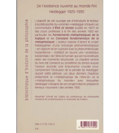 De Lexistence Ouverte Au Monde Fini Heidegger 1925-1930